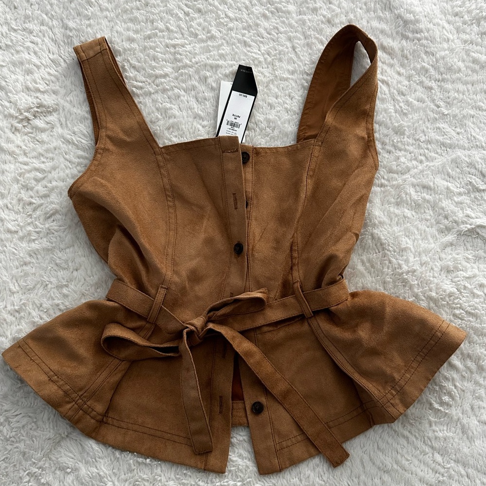 ralph lauren faux suede peplum top